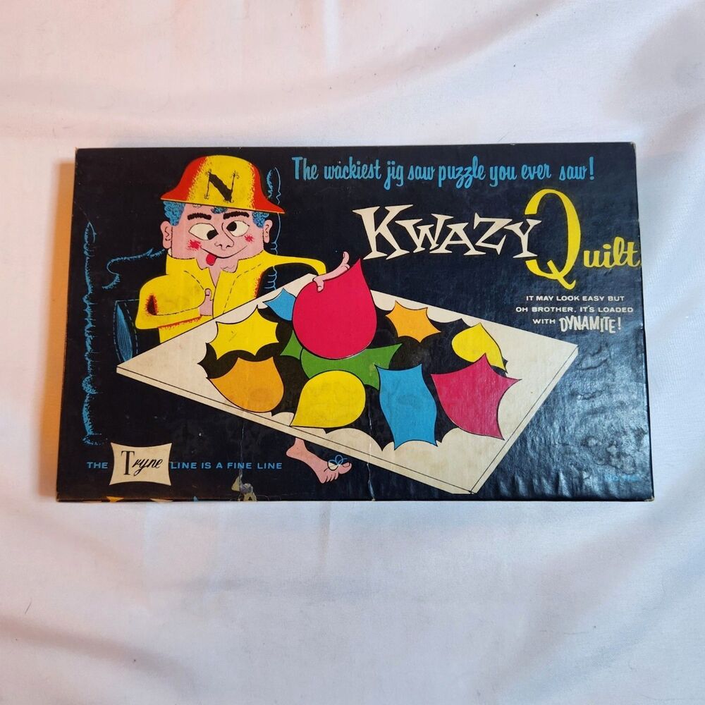 Vintage Kwazy Quilt Tyne Jig Saw Puzzle No 114 Complete Brain Teaser Game